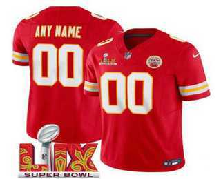 Men & Women & Youth Kansas City Chiefs Customized Red 2025 Super Bowl LIX FUSE Vapor Limited Jersey
